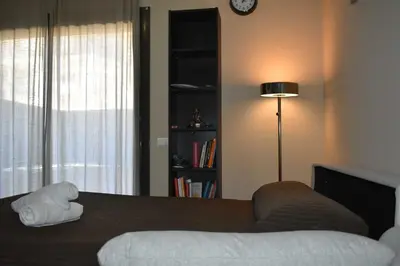 Cama o camas de una habitación en Apartamento Arenys de Munt - Costa Barcelona, Maresme -