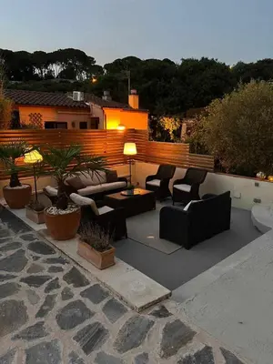 Zona de estar de Villa Peralta Girona City w above ground Pool