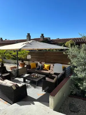 Zona de estar de Villa Peralta Girona City w above ground Pool