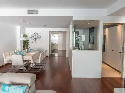 Zona de estar de Lujoso apartamento a 1a línea del mar