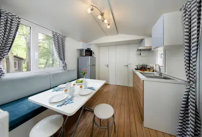 Una cocina o zona de cocina en Albatross Mobile Homes on Camping El Pla de Mar