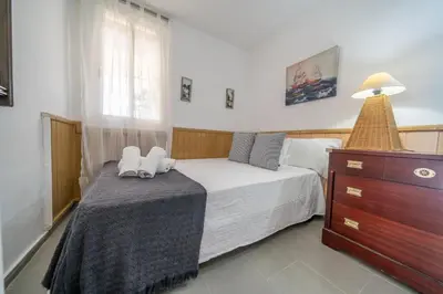 Cama o camas de una habitación en Villa Vista Piscina Vistas Mar Barbacoa Aire Acondicionado