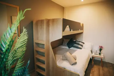 Cama o camas de una habitación en RCE Apartments Calella, brand new next to the beach.