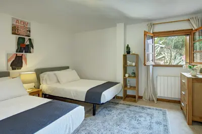 Cama o camas de una habitación en VILLA MARIA with swimming pool & sea view