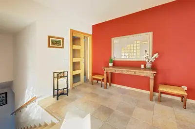 Cama o camas de una habitación en VILLA LA CALA with swimming pool & sea view, 10 min walk from the sea