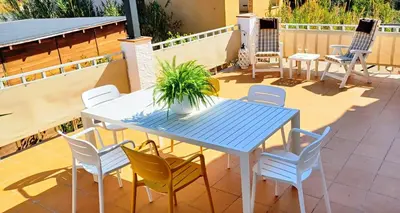 Un balcón o terraza de Agradable casa con terraza en S'Agaró