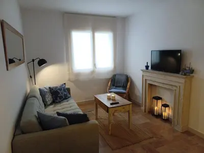 Zona de estar de Apto 1a línea del Paseo Llafranc con Aire acondicionado Sin Vistas