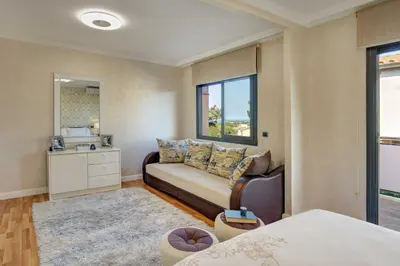 Cama o camas de una habitación en VILLA RIOJA with pool & mountain and sea view, ONLY FAMILYS