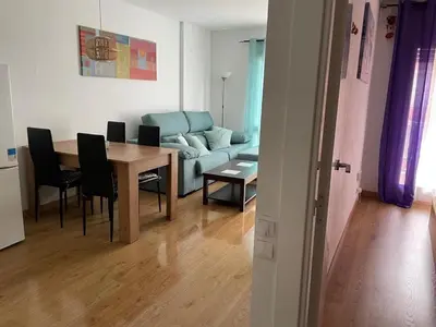 Zona de estar de Fantástico piso con piscina en corazón de Fenals