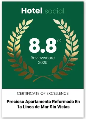 Certificado, premio, señal o documento que está expuesto en Precioso Apartamento Reformado en 1ra Linea de Mar sin vistas