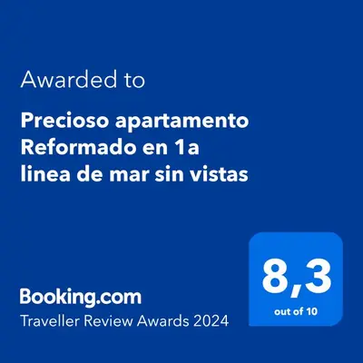 Certificado, premio, señal o documento que está expuesto en Precioso Apartamento Reformado en 1ra Linea de Mar sin vistas