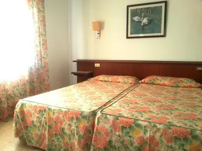 Cama o camas de una habitación en Hotel Hostal del Sol
