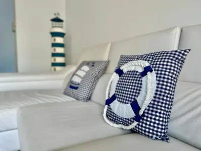 Cama o camas de una habitación en NEW! Apartamento con 2 piscinas, parque infantil, a 1 min de la playa