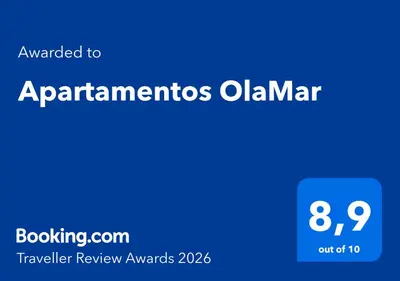 Certificado, premio, señal o documento que está expuesto en Apartamentos OlaMar
