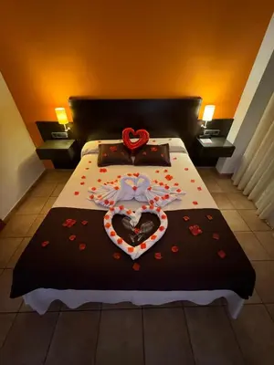 Cama o camas de una habitación en Hotel Spa Pinar del Mar