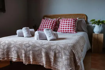 Cama o camas de una habitación en Las HORTENSIAS casa rural en el campo