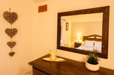 Cama o camas de una habitación en Casa Rural en Rupià con piscina