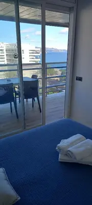 Cama o camas de una habitación en Appart Cosy T3 (Vue Mer et Piscine 4-5 pers)