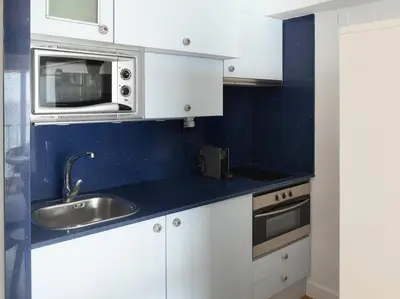 Una cocina o zona de cocina en Estudio con vistas increíbles al mar