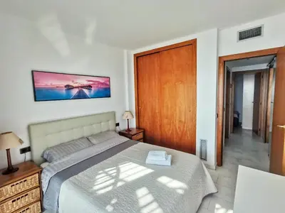 Zona de estar de Seafront apartment in Blanes S'Abanell Central Park