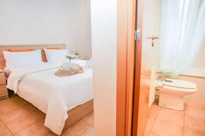 Cama o camas de una habitación en AL37 Precioso apartamento playa Fenals